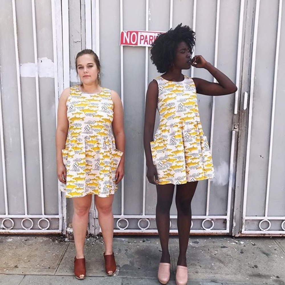 Shark print big pockets dress by Nooworks